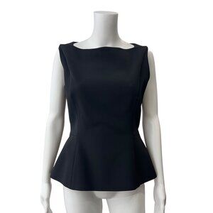 Christian Dior Black Peplum Tank Top Silk Boat Neck Blouse size 8/IT 44